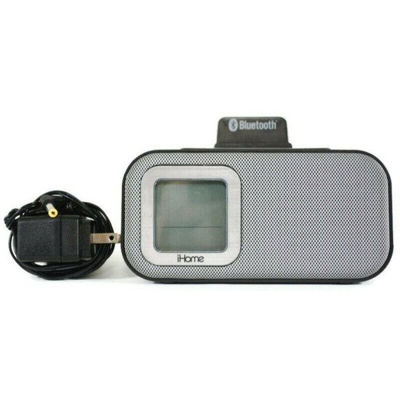 iHome iBT22 Wireless Dual Bluetooth Alarm Clock + USB Charging Dock Black - Picture 1 of 9